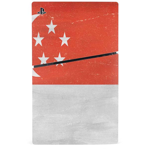 Singapore Flag Distressed PS5 Slim Disk Console Skin